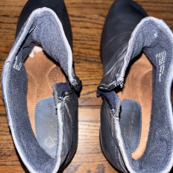 Earth Origins Mallory Blue Leather Ankle Booties Women’s 8W Zip Comfort Heel - Picture 7 of 8